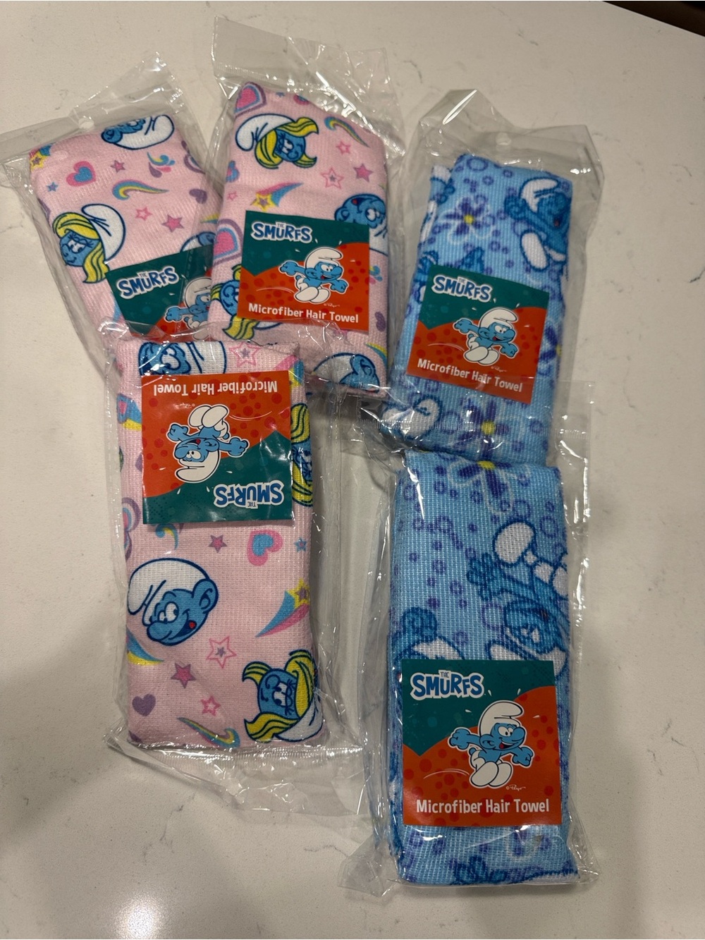 NWT The Smurfs Microfiber Hair Towel - Light Blue Floral